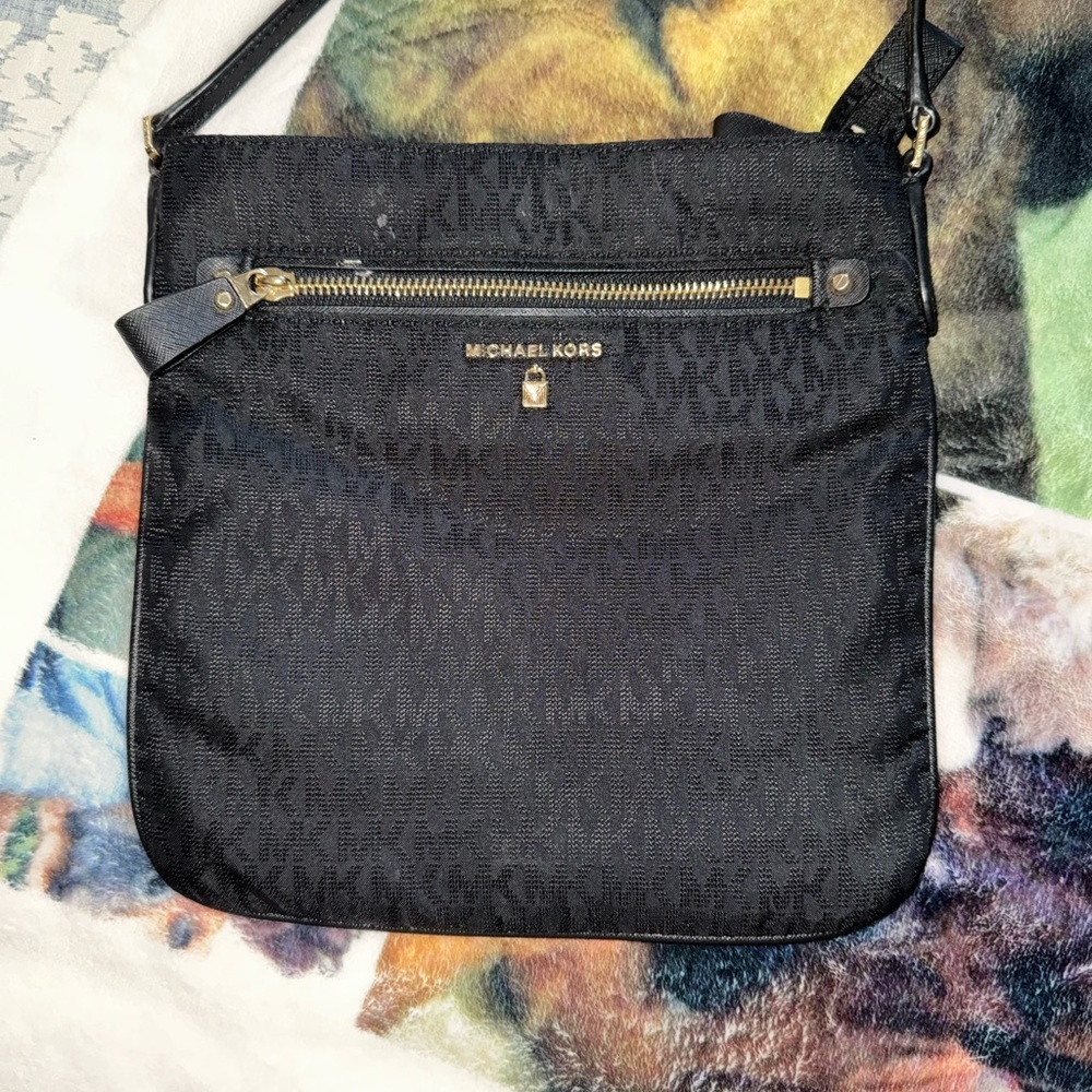 Michael Kors Black Crossbody Bag with Gold Hardware